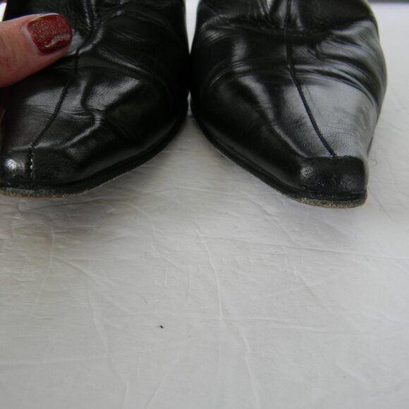 JIMMY CHOO BLACK GLOSSY LEATHER POINTY TOE STILETTO HEEL ANKLE BOOTS SZ 40 - Picture 7 of 8